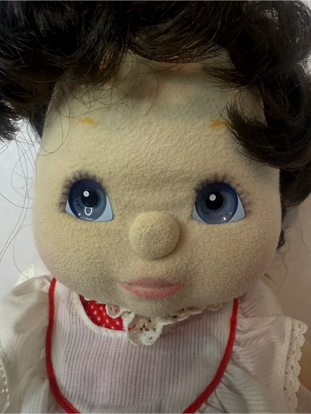 Vintage 1985 Mattel My Child Doll Blue Eyes Dark Hair Red White Doll Clothing